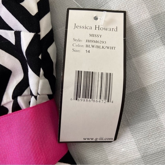 Jessica Howard Missy midi dress film noir barbiecore black white pink barbie - Picture 6 of 14